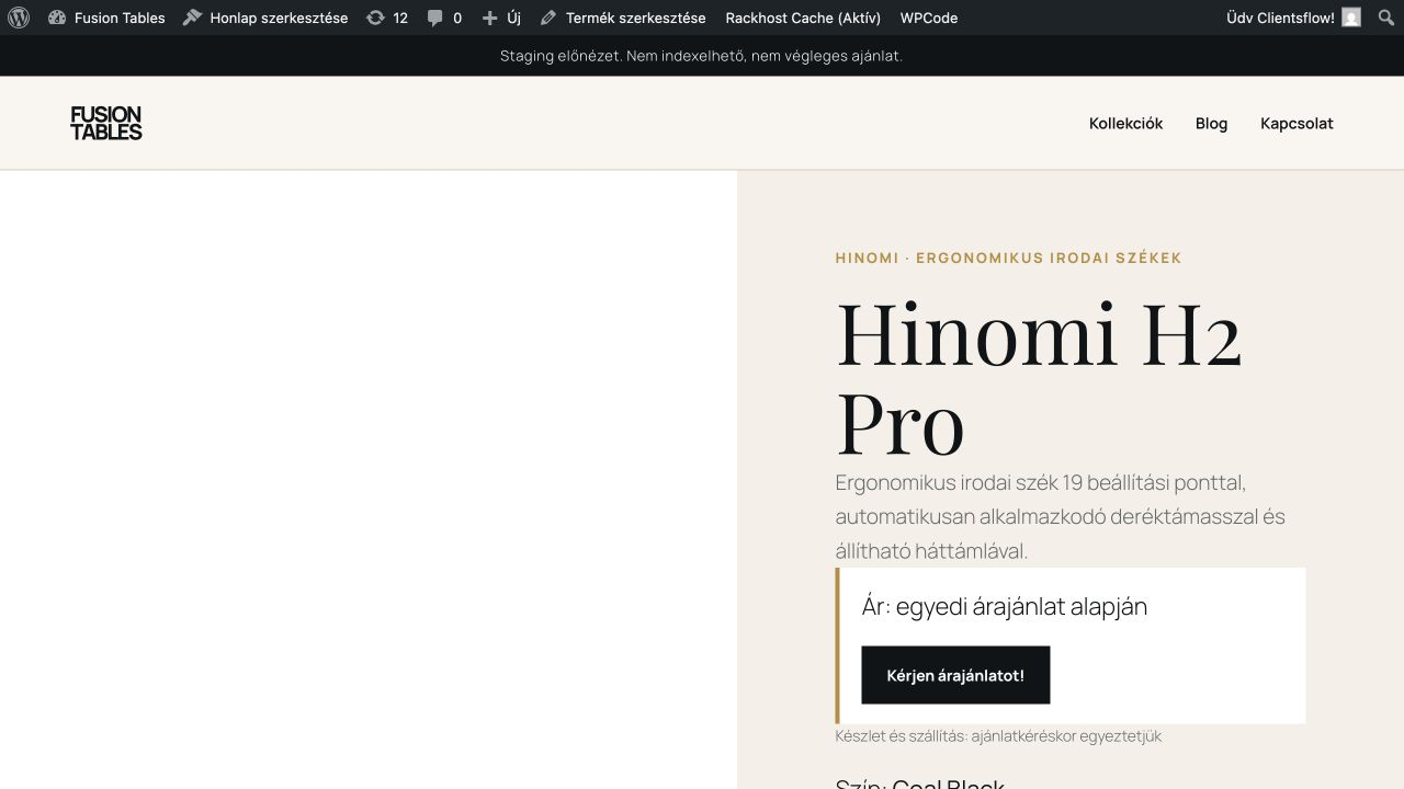 Az új Hinomi X2 Pro termékoldal helye